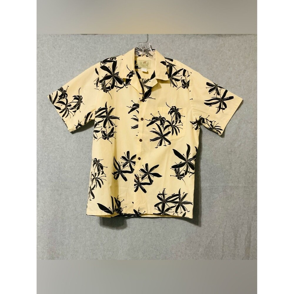 Attitude clothing Co Men's Short-Sleeve Tropical Print Shirt cream Sz M